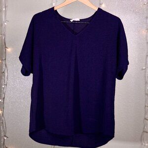 Short Sleeve V-Neck Top Navy - Entro Boutique - Size XL Plus Size